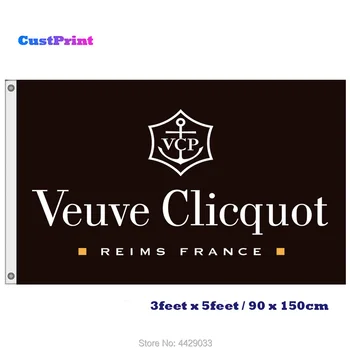 CustPrint Veuve Clicquot Karogs, 90 x 150cm Digitālā Drukāšana, Karogi, Baneri