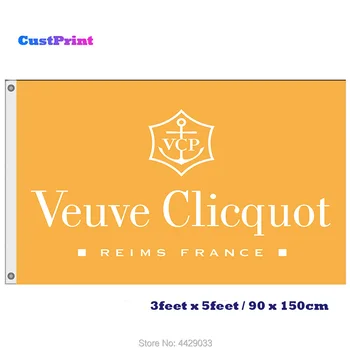 CustPrint Veuve Clicquot Karogs, 90 x 150cm Digitālā Drukāšana, Karogi, Baneri