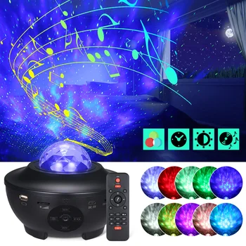 USB LED Zvaigžņu Nakts Gaisma Mūzikas Zvaigžņotām Ūdens Viļņu LED Projektoru Gaismas BT Projektora Tālvadības pults Projektora Gaismas Deco nakts lampas