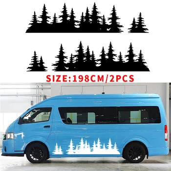 Automobiļu 2x Kalnu Decal Koku mežs, Grafiskais durvju vai virsbūves paneļa pasūtījuma Vinila auto Uzlīmes Nometnē auto stils