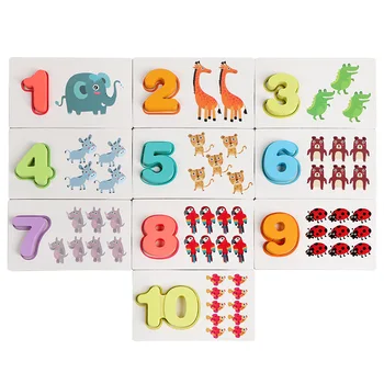 Bērnu Agrīnās Izglītības Rotaļlieta Koka Aritmētisko Digitālās Kartes Digitālā Karikatūra Jigsaw Puzzles, Koka Rotaļlietas Bērniem Dāvanas