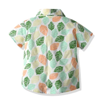 Zēnu Drēbes 2GAB Modes Baby Kids Zēni Vasaras Krāsains Īsām Piedurknēm Krekli +Bikses Brīvdienas Apģērbs Komplekti