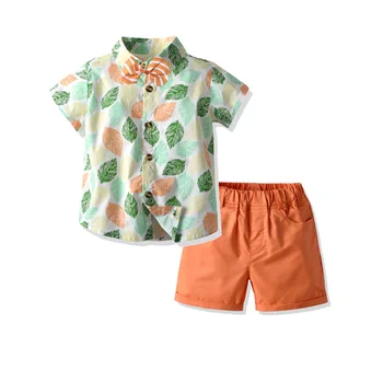 Zēnu Drēbes 2GAB Modes Baby Kids Zēni Vasaras Krāsains Īsām Piedurknēm Krekli +Bikses Brīvdienas Apģērbs Komplekti