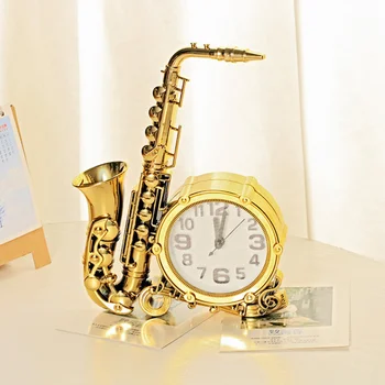 Saksofonu Formas Modinātāju Retro Dekoratīvās Modinātājs muļķīga Guļamistabai Mājās bez Akumulatora (Random Krāsu)