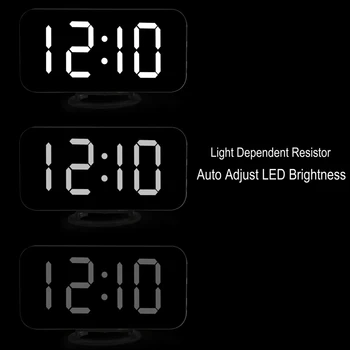 LED Digitālais Modinātājs Atlikšanas LED ekrānu Laiks Nakti, Galda, Galda, 2 USB Lādētāja pieslēgvietas Android/IOS Tālrunis Signalizācija Spoguļu Pulkstenis
