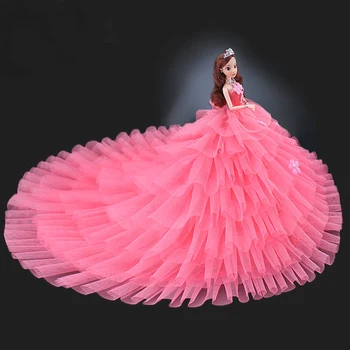 NK 2019 Princess Leļļu Apģērbs Handmake Ilgi Asti Kāzu Kleitu Modes Vakara Puse Apģērbs Par Barbie Lelle Piederumi C054 JJ