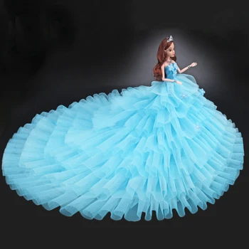 NK 2019 Princess Leļļu Apģērbs Handmake Ilgi Asti Kāzu Kleitu Modes Vakara Puse Apģērbs Par Barbie Lelle Piederumi C054 JJ
