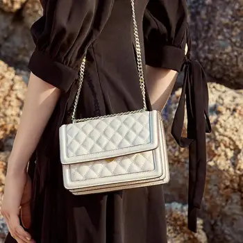 Modes Dāmas Ķēdes Somas Slavens Dizainers Stepēts Crossbody Soma Sieviešu Īstas Ādas Plecu Messenger Bag Augstas Kvalitātes