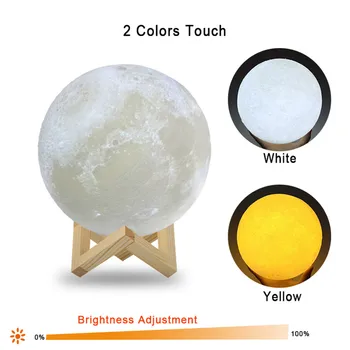 2019 Jaunākās Uzlādējamas 3D Drukas Mēness Lampas, 2 Krāsas Maiņa Pieskarieties Slēdzim, Guļamistabas Grāmatu plaukts Nakts Gaisma Mājas Dekori Radošo Dāvanu