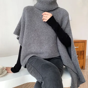Haki Jaunas Ziemas Siltuma Šalle Sievietēm Korejas Gadījuma Augstu Uzrullētu Apkakli Džemperi Modes Nelegālo Puloveri 2020. Gadam Augstas Kvalitātes Streetwear