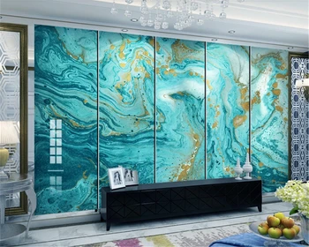 Beibehang Pielāgotus foto tapetes, 3D oriģināls zilā zelta ūdens graudu kalnu modes marmora fona sienas, mājas apdare