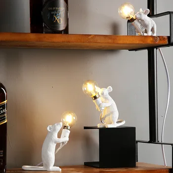 Postmodernisma Sveķu Žurkas, Peles Lampas LED Galda Lampas Modernās Mazo Mini Peli, Gudrs LED Galda Lampa Mājas Dekori Apgaismojums Galda Lampas ar Galda