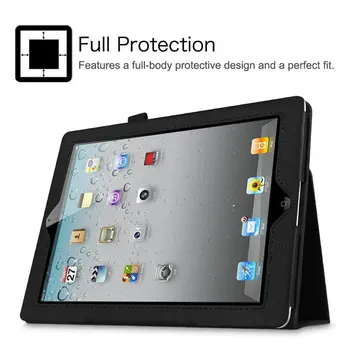 Vāks iPad 4 Lieta Modelis A1458 A1459 A1460 Slim Saliekamais Stends Flip Case PU Leather Cover for iPad 2 & 3 Zīmuļu Turētājs Gadījumos