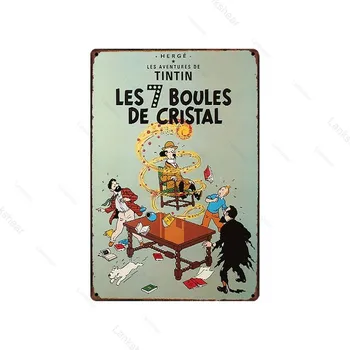 Tintin Metāla Zīmju Skārda Plakātu, Mājas Dekoru Cartoon Mākslas Glezniecības Tintin Filmas Plakāts, Bārs Sienas Mākslas Glezniecības 20*30 Cm Izmēra