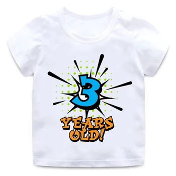Jauni zēni un meitenes dzimšanas dienu skaits 1-5 burtu T drukāšanas bērnu vasaras vecāku un bērnu apģērbu dzimšanas dienas dāvanu digitālo T-krekls