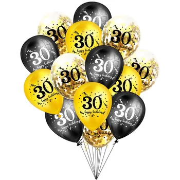 15pcs/set Zelta Konfeti Baloni daudz laimes Dzimšanas dienā 30 50 gadu Jubilejas Dzimšanas dienas Apdares 30 40 Puse Pieaugušo Lateksa Balonu Skaits