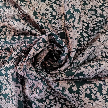 Luksusa ziedu metāla žakarda brokāta auduma apģērbs kleitu, mēteļu tissu tecidos stoffen telas dzijas SP5603 BEZMAKSAS PIEGĀDE