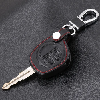 Auto keychain Melns Ādas 2 Pogas Taustiņu Gadījumā SUZUKI SX4 Swift Grand Vitara Liāna Taustiņu Segumu Piederumi