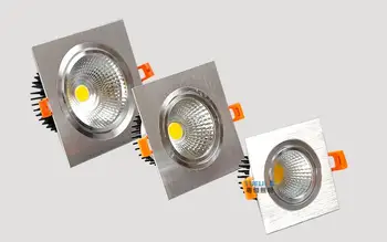 Bezmaksas piegāde COB LED kvadrātveida Griestu Aptumšojami ac80-240V 7W 9W 12W Padziļinājumā Led griestu lampas Vietas, Spuldzes, Iekštelpu Apgaismojums