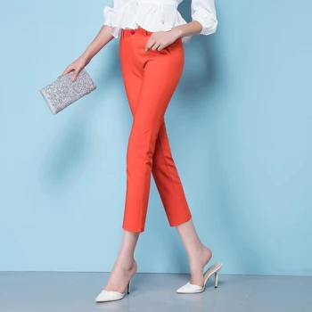 Pavasara Sieviešu Ikdienas Konfektes Zīmuli Bikses 2019 Modes Slim Elastīgs Kokvilnas Bikses Sievietēm Cietā 20 Color Plus Lieluma bikses S-4XL