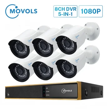 MOVOLS 1080P AI Uzraudzības Sistēmas 8CH H. 265 DVR 6 GAB 2MP Ūdensizturīgs Mājas Āra IS Drošības Kamera Nakts redzamības P2P CCTV Komplekts