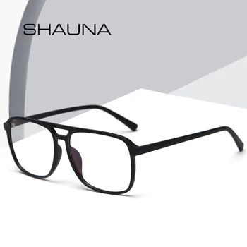 SHAUNA Comforatable TR90 Sieviešu Laukumā Optiskās Brilles Retro Dubultā Tilti Vīriešiem, Caurspīdīgu Karkasu