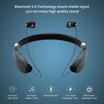 Amorno Neckband Earbuds 5.0 Bluetooth Austiņu 3D Stereo Bezvadu Austiņas ar Mic Handsfree Trokšņu Slāpēšanas Sporta Austiņas