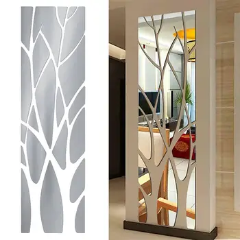 Spoguļa Uzlīmes pašlīmējošās Skaida Mūsdienu Spoguļa Uzlīmes Laimi Koku Modelis Decal Art Sienas DIY Mājas Apdare
