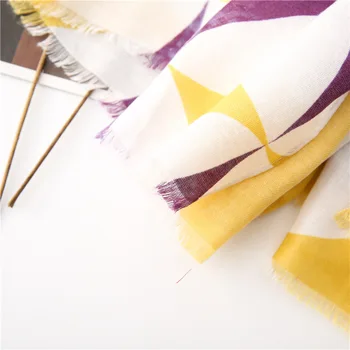 Visrover Pludmales Lakati Luksusa Zīmolu Purpura Dzeltena Ģeometrisko Modeli, Šalle Svītru Hijab Sieviešu Šalles Modes Vasaras Vairumtirdzniecība