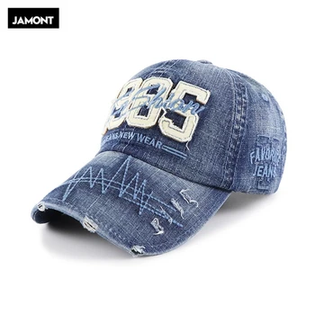 JAMONT Klasika Vintage Džinsa Klp Vīriešiem Casquette Beisbola cepure Vēstuli Izšuvumi Kaulu Tētis Unisex Cepure Hip Hop Mazgā Snapback Cepures