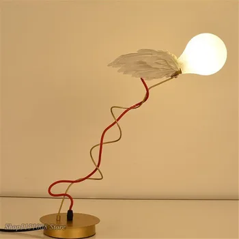 Skandināvu Radošo Galda Lampas Dekors Dizainers Eņģeļa Spārnus Galda Lampa LED Nakts Apgaismojums Mākslas Pastāvīgā Spuldzes Mājas Dekori Apgaismes iekārtas