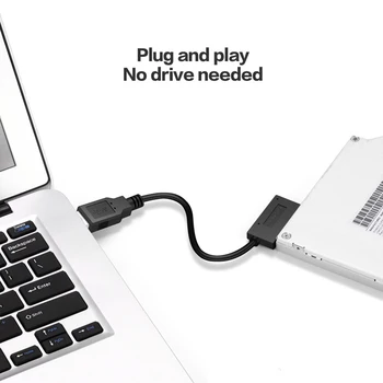 Notebook USB 2.0, lai Slimline Sata 7 + 6 13Pin Adapteris Pārveidotājs Kabelis Portatīvo datoru CD / DVD ROM Datu Vadu Adapteri