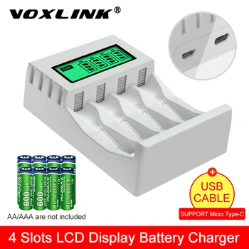 VOXLINK šķidro kristālu Displejs Smart Saprātīga Akumulatoru Lādētājs Ar 4 Sloti AA/AAA NiCd, NiMh Uzlādējamās Baterijas aa aaa Lādētāju