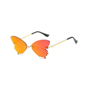 Jauno Modes Tauriņš Formas Saulesbrilles Vīriešiem, Sievietēm Catwalk Smieklīgi, Saules Brilles Metāla Bezrāmju Brilles UV400