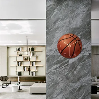 Basketbola Sienas Pulkstenis Guļamistaba dzīvo jamo istabu Apdare, mūsdienīgs Dizains Akrila Izslēgšanas Bumbu Sporta Sienu Skatīties Mājas Dekoru horloge wanduhr