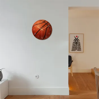 Basketbola Sienas Pulkstenis Guļamistaba dzīvo jamo istabu Apdare, mūsdienīgs Dizains Akrila Izslēgšanas Bumbu Sporta Sienu Skatīties Mājas Dekoru horloge wanduhr