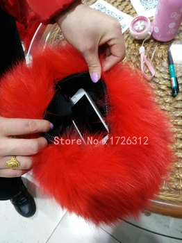 2017 jaunu korejiešu versija fox kažokādas kažokādas cimdi, soma sieviešu slīps krustiņš puses silts matu bungas pleca soma īstu matu ch