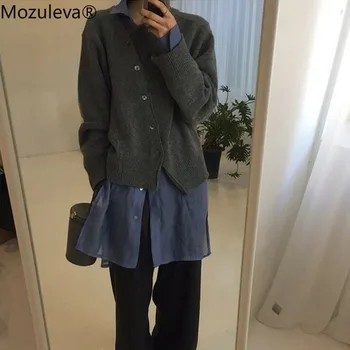 Mozuleva Jaunu 2020 Rudens Ziemas Sieviešu Džemperi Nelegālo Pogām, Jakas Modes Korejas Dāmas Knitwears Džemperi Adīt Mētelis