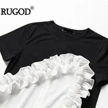RUGOD 2019 Stringy Eģi Raibs T krekls, Kleita Sievietēm Vintage Asimetriska Midi Kleitu franču Stilā Puse Kleita Vestidos Mujer