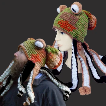 Adīt Astoņkāji Cepures Bārdu Puses Aust Vilnas Ziemassvētku Cosplay Puses Smieklīgi Grūts Cepures Siltu Vīriešu Ziemas Cepure Sunīti Dropshipping