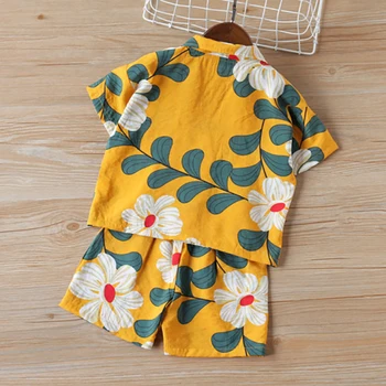 Sodawn Vasaras Modes Zēniem Lielo Ziedu Pludmales Stilu Mīksto Apģērbu Komplekti Bērniem Plānas Elpojošs T Krekls + Šorti 2gab Kostīmi