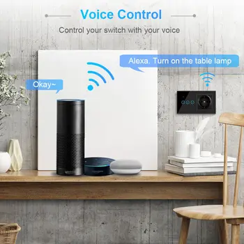 Tuya Smart WiFi Slēdzis Gaismas 1 2 3 Banda Touch Sienas Taimeris ES Kontaktdakšu Elektrības Kontaktligzdā Strādāt ar Google Home Alexa