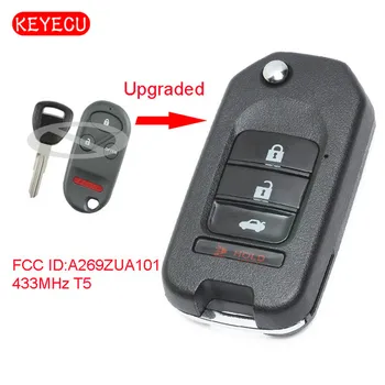 Keyecu Modernizētas Flip Tālvadības Auto Atslēgu Fob 433MHz T5 Čipu Honda Accord 1998. - 2002. gads / 1997-2001 Prelūdija FCC ID: A269ZUA101