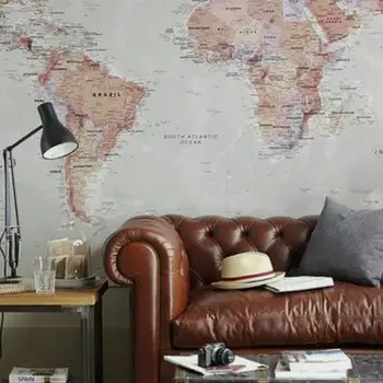 Milzu Pasaules Kartes Audekla sienas tapetes mājas dekoru guļamistaba, dzīvojamā istaba PW1905260007
