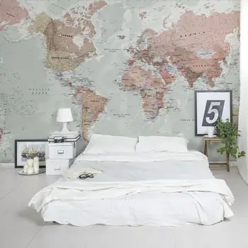Milzu Pasaules Kartes Audekla sienas tapetes mājas dekoru guļamistaba, dzīvojamā istaba PW1905260007