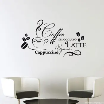 Virtuve Vinila Decal Citātus Cioccolto Latte Kafijas Cacppuccino itāļu Modes Ēdināšanas Telpu Dekorēšana Ūdensizturīgs Murals CK18