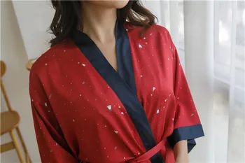 Daeyard Zīda Kāzām, Līgava, Līgavas Drēbes Sievietēm Polka Dot Peldmētelis Īsā Kimono Sarkanā Mantija Nighty Sleepwear Modes Halāti