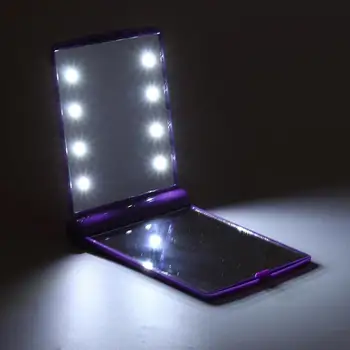 8pcs LED Gaismas Aplauzums Spogulis Nolokāmi, Pārnēsājamu Kabatas Palielinājumu, Spogulis, LED Gaismas Mini Spogulis Dāma Spogulis Ar Statīvu