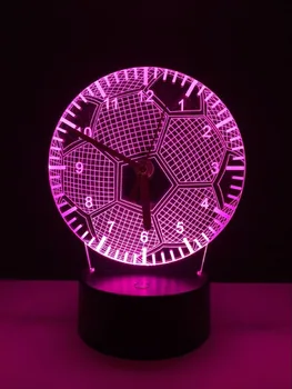 2017 jauno radošo reālu pulksteni 3D LED Nakts Gaisma Kluba Septiņas Krāsas Abajur Led Touch Lampas Jaunums Dāvanas ēsmas zivtiņu vadi USB