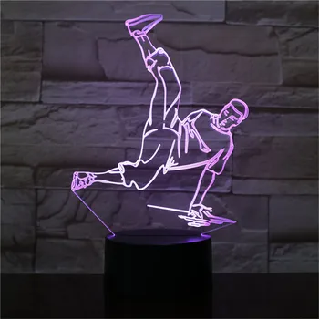 Ielu Dejas LED USB 3D Nakts Apgaismojums, 7 Krāsas, 3D LED Lampas Apdares Gaismas Hip-Hop Kultūras Pārkāpj Locking, Popping AW-2502